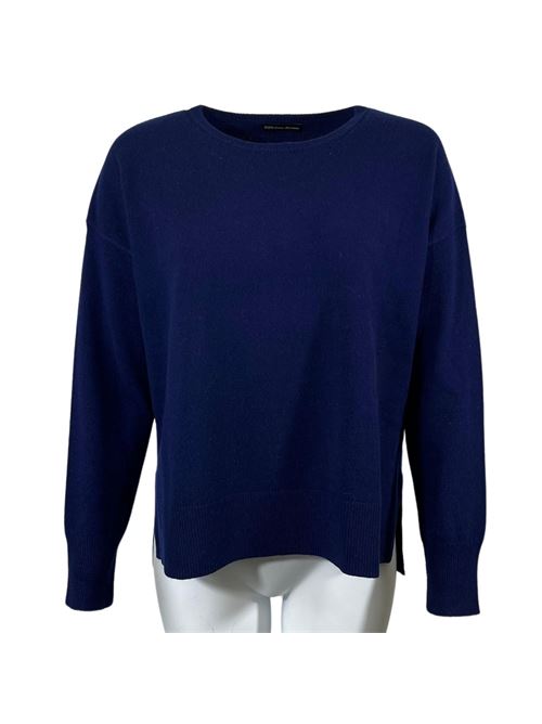 WOMEN'S CREW NECK SWEATER ASYMMETRICAL CUT  BLUE ESSENTIEL STUDIO | LMD036BLU